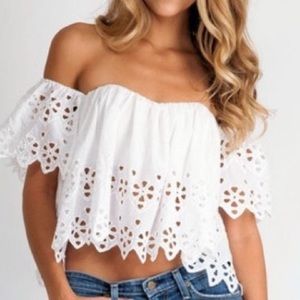 Stone Cold Fox Holy Tube Top Eyelet Lace Crochet White Size 1 / XS-S